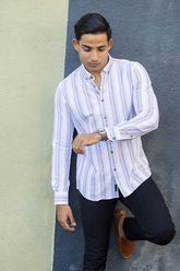 Pink & Grey Vertical Stripe Shirt